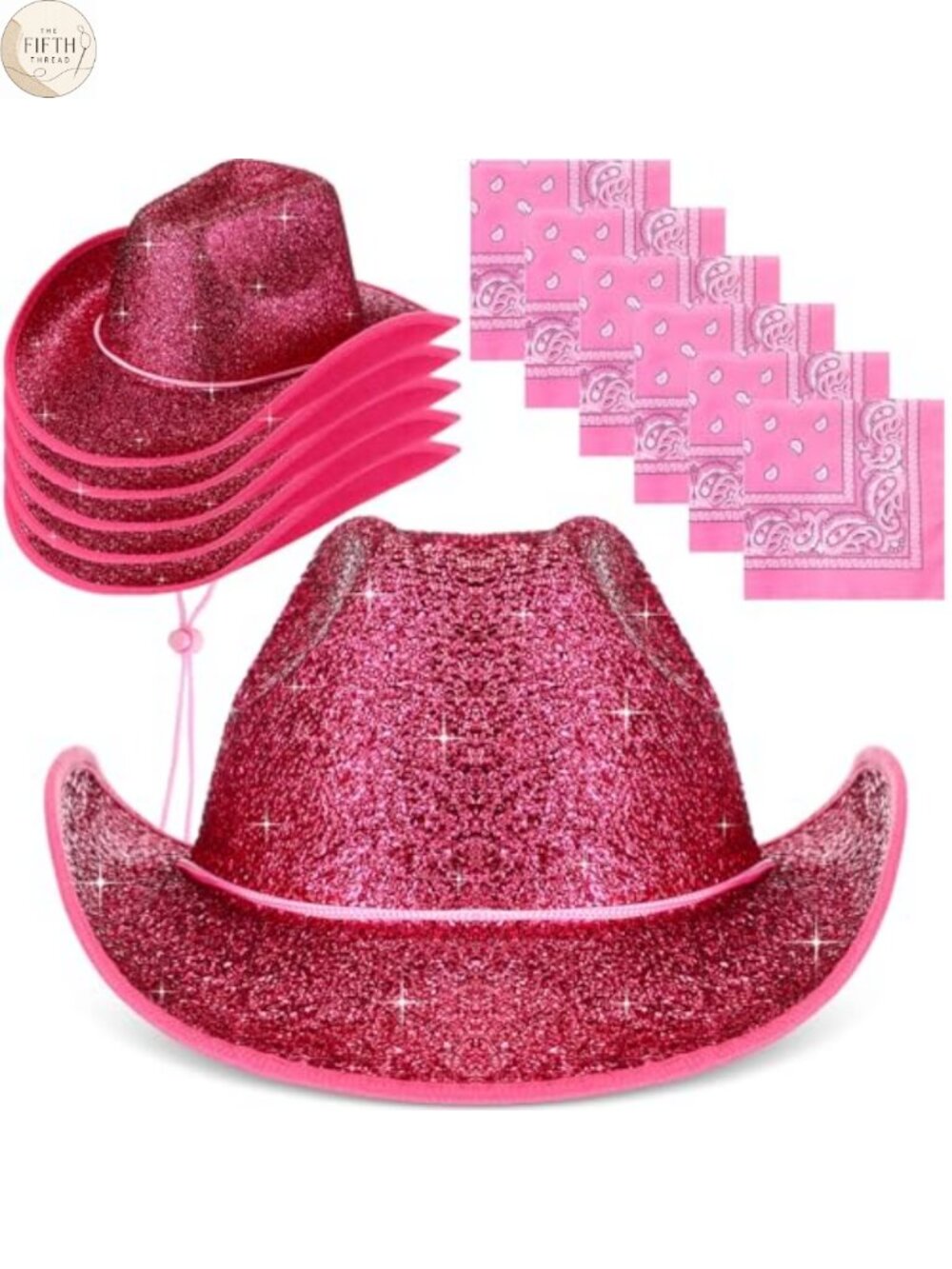 Sparkly Cowboy Hat and Bandana Set 12 Pc Non Woven Fabric Polyester Western
